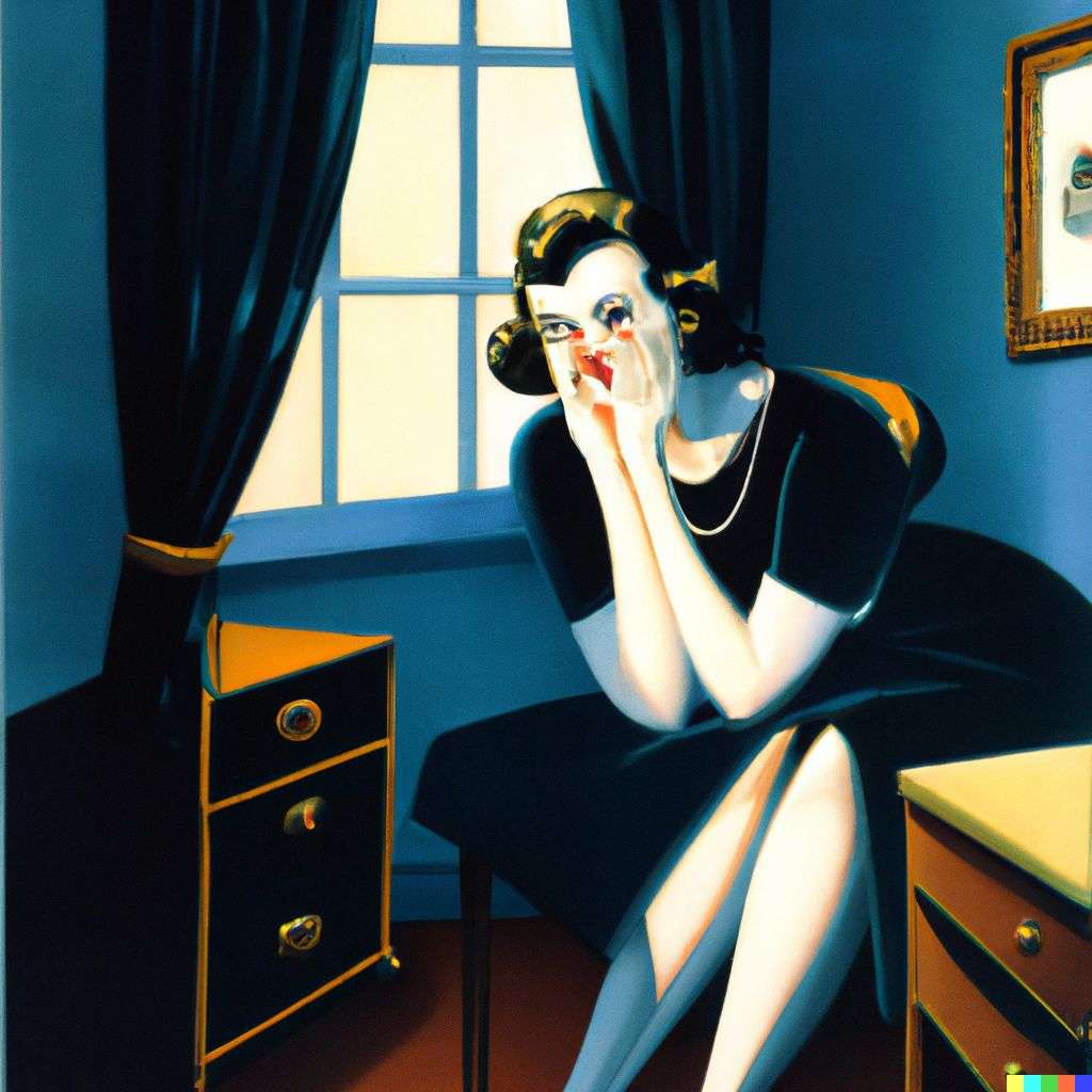 a representation of anxiety, painting by Gil Elvgren